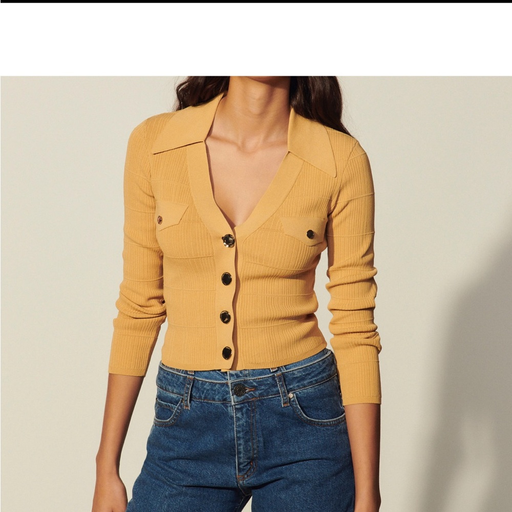 Sandro knitted cardigan with polo neck size XL